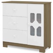 C�moda New Cristal cor Branco e Wengue